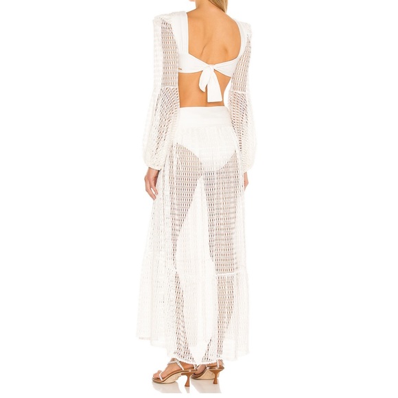 Patbo Cut Out Long Sleeve Beach Dress XS White - Picture 3 of 4